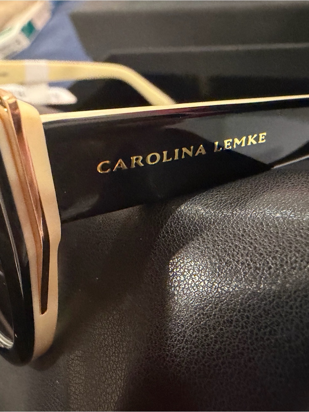 Carolina Lemke Oversized cat eye  Sunglasses - Black & Gold Trim two tone - Picture 5 of 13